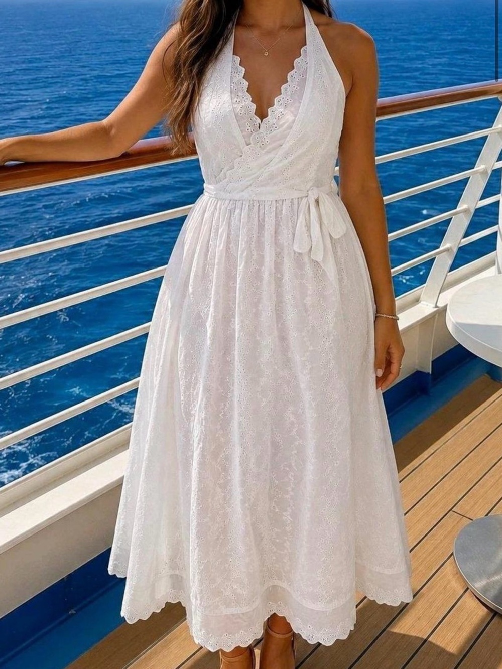 White 100% cotton midi Dress
